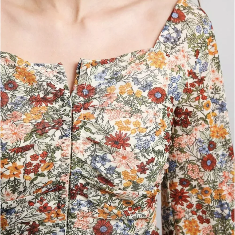 Gimmicks Sz M Square Neck Floral Ruched Top Fairy Festival Whimsical - Picture 1 of 12